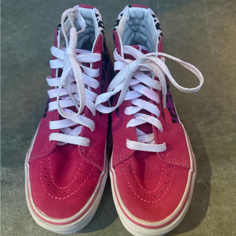 Vans Sk8-Mid Supreme Magenta Cheetah Velvet Kids Sneakers